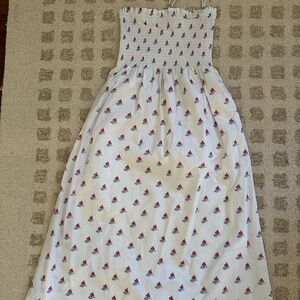 Hill House White Skirt with Red and Blue Pattern